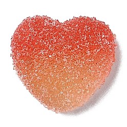Tomato Resin Decoden Cabochons, Imitation Candy, Two Tone, Gradient Color, Heart, Tomato, 15.5x17x6mm