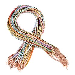 (52) Непрозрачная лаванда Изготовление ожерелий из плетеного поликоттонового шнура, с латунными выводами и 303 застежками из лобстера из нержавеющей стали, розовое золото , разноцветные, 18.11~18.19 дюйм (46~46.2 см)