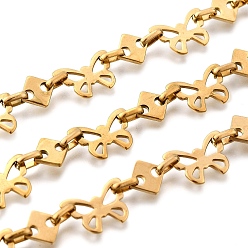 Настоящее золото 18K Ионное покрытие (ip) 304 цепи-бабочки из нержавеющей стали, несварные, реальный 18 k позолоченный, 9.5x9.5x1.5 мм