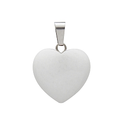 Белый Нефрит Натуральные белые нефритовые подвески, с металлической фурнитурой серебристого цвета, сердце, 16x6 мм