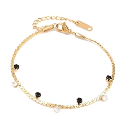 Золотой Круглые 304 браслеты из нержавеющей стали с подвесками из страз, браслеты-цепочки для женщин, золотые, 6.89 дюйм (17.5 см)