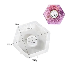 Hexagon DIY Silicone Clock Display Decoration Molds, Resin Casting Molds, for UV Resin, Epoxy Resin Craft Making, Hexagon, 180x202x46mm, Inner Diameter: 57mm