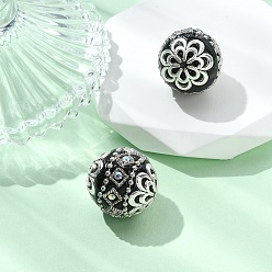 Черный Индонезийские бусины ручной работы, с металлическая фурнитурой, круглые, без покрытия, чёрные, 19.5x19 мм, отверстие : 1 мм