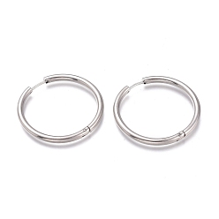 Stainless Steel Color 201 Stainless Steel Huggie Hoop Earrings, with 304 Stainless Steel Pin, Hypoallergenic Earrings, Ring, Stainless Steel Color, 35x3mm, 9 Gauge, Pin: 1mm