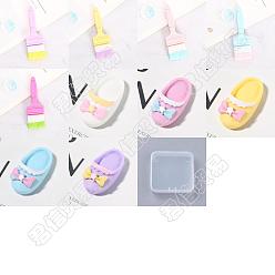 Mixed Color 18Pcs 9 Style Opaque Resin Cabochons, Brush & Slipper, Mixed Color, 20.6~48x9.5~16.7mm, 2pcs/style