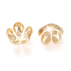 Golden 304 Stainless Steel Bead Caps, 5-Petal, Flower, Golden, 13x13x6mm, Hole: 1.5mm
