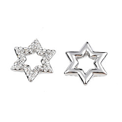 Stainless Steel Color 304 Stainless Steel Linking Rings, with Crystal Rhinestone, Star, Stainless Steel Color, 17.5x15.5x2mm