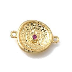 Камелия Латунные подвески-соединители с микропаве из кубического циркония, плоские круглые звенья, без кадмия и без свинца, стойки покрытие, долговечный, реальный 18 k позолоченный, камелия, 20.5x14.5x3 мм, Отверстие : 1.4 мм & 1.5 мм