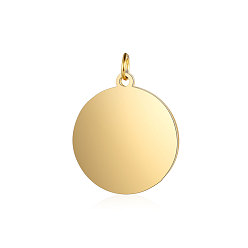 Golden 201 Stainless Steel Pendants, Flat Round, Stamping Blank Tag, Golden, 18.5x16x1mm, Hole: 3.5mm