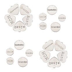 Stainless Steel Color 20Pcs 10 Styles Stainless Steel Pendants, with Words, Stainless Steel Color, 2pcs/style