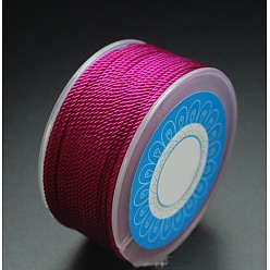 Medium Violet Red Round Nylon Cords, Milan Cords/Twisted Cords, Medium Violet Red, 1.5mm, about 25.15 yards(23m)/roll