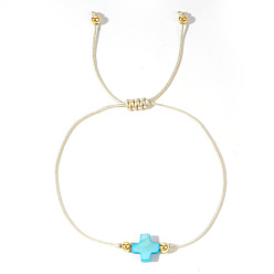 Темно-Голубой Регулируемые браслеты из переплетенных бусин радужного цвета для женщин, глубокое синее небо