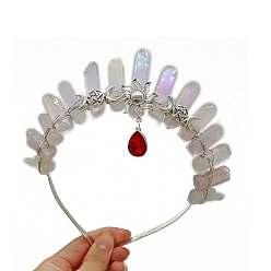 Красный Резинки для волос из натурального кварца, корона сплав резинки для волос для женщин девочек, красные, 350x150 мм