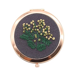 Цветок Стартовый набор для вышивки своими руками со складным зеркалом, включая хлопчатобумажные и льняные ткани, железная игла, хлопковые нитки, пластиковые пяльцы для вышивания, цветок, 70 мм