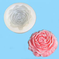 White DIY Silicone Flower Candle Molds, for Scented Candle Making, Peony, White, 9.5x3.5cm