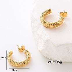  Серьги-гвоздики из нержавеющей стали в форме буквы С, золотые, 20x20 мм