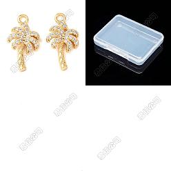 Real 18K Gold Plated 10Pcs Brass Micro Pave Cubic Zirconia Pendants, Tree Charms, Real 18K Gold Plated, 16.5x9x3mm, Hole: 1.6mm