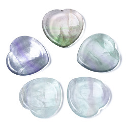Fluorite Natural Fluorite Thumb Worry Stone, Pocket Palm Stones, for Healing Reiki Stress Relief, Heart Shape, 39~40x39~40x5~6mm