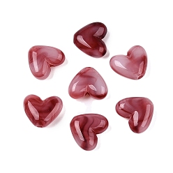 Индийский Красный Имитация драгоценных камней бусы акриловые, сердце, Индийская красная, 15x17x7 мм, отверстие : 2 мм