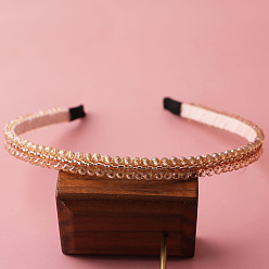 PeachPuff Elegant Glass Beaded Hair Bands, Hair Accessories for Women Girls, PeachPuff, 120x10mm