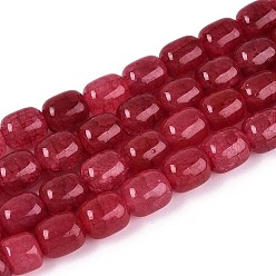 Малиновый Выпечки нарисованные потрескивание стеклянные бусины пряди, баррель, малиновый, 9.5~10x8~8.5 мм, отверстие : 0.8~1.4 мм, около 79~83 шт / нитка, 29.92~31.5'' (76~80 см)
