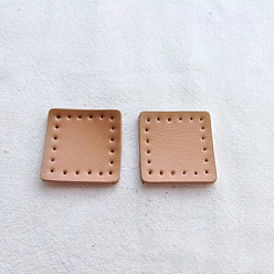 Dark Salmon Cattlehide Label Tags, Leather Patches, with Holes, for DIY Jeans, Bags, Shoes, Hat Accessories, Square, Dark Salmon, 28~30x28~30x2mm, 2pcs/set