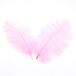 Pearl Pink Ostrich Feather Ornament Accessories, for DIY Costume, Hair Accessories, Backdrop Craft, Pearl Pink, 200~250mm
