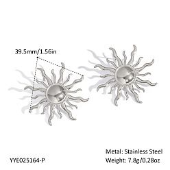 Серебро 304 серьги-гвоздики из нержавеющей стали, серебряные, 39.5 мм