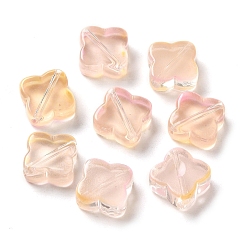 Misty Rose Transparent Glass Beads, Rhombus, Misty Rose, 11.5x11.5x4.5mm, Hole: 1.2mm