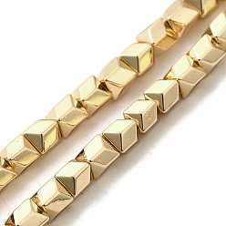 Светло-Золотое Покрытие Гальванические нити из синтетических немагнитных гематитовых бусин, граненые, многоугольник, свет позолоченные, 4x3.5x4 мм, отверстие : 0.8 мм, около 104 шт / нитка, 15.75 дюйм (40 см)