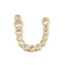 Letter U Латунные микро проложить кубического циркония подвески, стойки покрытие, долговечный, без кадмия и без свинца, реальный 18 k позолоченный, Буква U, 17x16x2 мм, отверстие : 1.5 мм