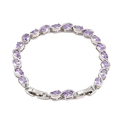 Фиолетовый Теннисные браслеты из платиновой латуни с микропаве из кубических цирконий, браслеты для женщин, овальные, со стеклом и застежками для часового ремешка, долговечный, фиолетовые, 8-5/8x1/4 дюйм (22x0.65 см)