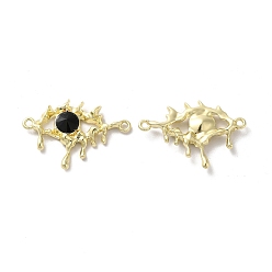 Black Alloy Connector Charms, Melting Eye Links with Glass, Lead Free & Cadmium Free, Light Gold, Black, 21x30.5x4mm, Hole: 1.6mm