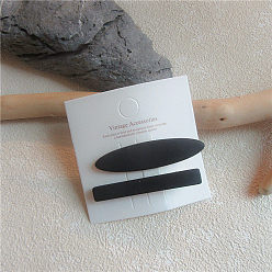 Black Elliptical Set Pince à cheveux minimaliste de style boisé pour frange avec épingle à cheveux colorée - sans traces