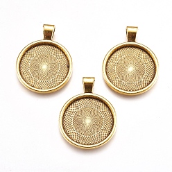 Antique Golden Metal Alloy Pendant Cabochon Settings, Plain Edge Bezel Cups, DIY Findings for Jewelry Making, Antique Golden, Cadmium Free & Lead Free & Nickel Free, Tray: 24.5mm, 37x28x6.5mm, Hole: 6x4mm