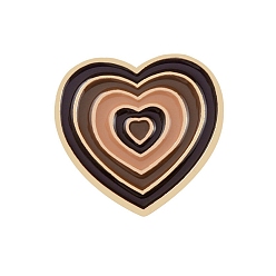Black Gradient Color Heart Enamel Pins, Golden Alloy Brooch, Black, 22x22mm