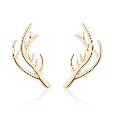 golden Adorable Deer Antler Christmas Earrings for Girls with Woodland Charm