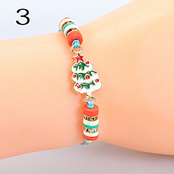 Bracelet 3 Colorful Christmas Tree & Santa Claus Bracelet and Necklace Set for Kids