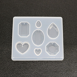 Cœur Moules en silicone pendentif bricolage, moules de résine, larme/octogone, cœur, 77x89mm