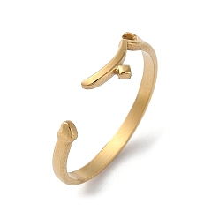 Golden 304 Stainless Steel Open Cuff Rings, Heart with Moon, Golden, Inner Diameter: 18mm