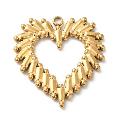 Golden Ion Plating(IP) 304 Stainless Steel Pendants, Heart Charm, Golden, 25x24x2mm, Hole: 1.8mm