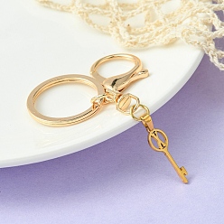 Letter X 304 Stainless Steel Initial Letter Key Charm Keychains, with Alloy Clasp, Golden, Letter X, 8.8cm