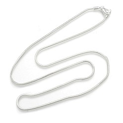 Silver Brass Round Snake Chain Necklaces, with Lobster Claw Clasps, Silver Color Plated, 20 inch, 2mm