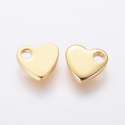 Real 24K Gold Plated 201 Stainless Steel Charms, Stamping Blank Tag, Heart, Real 24k Gold Plated, 6x7x1.5mm, Hole: 1.6mm