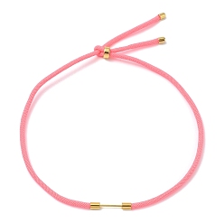 Pink Adjustable Nylon Cord Necklace Making, with Brass Beadable Bar, Golden, Pink, 18.11x0.16 inch(46x0.4cm)