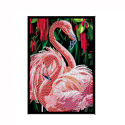 Flamingo Shape DIY Diamond Painting Notebook Kits, including Resin Rhinestones, Diamond Sticky Pen, Tray Plate and Glue Clay, Flamingo Shape, 210x145mm