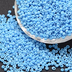 Deep Sky Blue 6/0 Glass Seed Beads, Grade A, Round, Opaque Colours, Deep Sky Blue, 3.6~4.0mm, Hole: 1.2mm, about 5000pcs/pound
