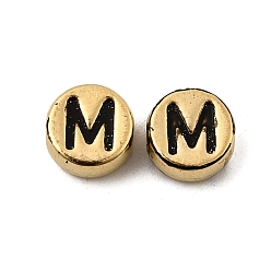 Letter M 304 из нержавеющей стали эмаль бисер, плоские круглые с буквы, золотые, Буква М, 8x3.5 мм, отверстие : 1.7 мм