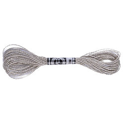Silver 12-Ply Metallic Polyester Embroidery Floss, Glitter Cross Stitch Threads for Craft Needlework Hand Embroidery, Friendship Bracelets Braided String, Silver, 0.8mm, about 8m/skein