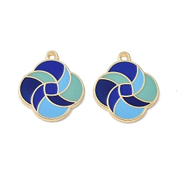 Синий Стойки обшивки сплава эмали подвески, без кадмия, без никеля и без свинца, цветочный шарм, синие, 28.5x25x2 мм, отверстие : 1.8 мм